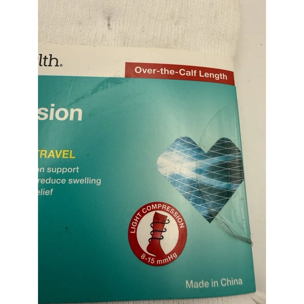 CVS Health Light Compression Socks White L/XL 8-15 mmHg Unisex New